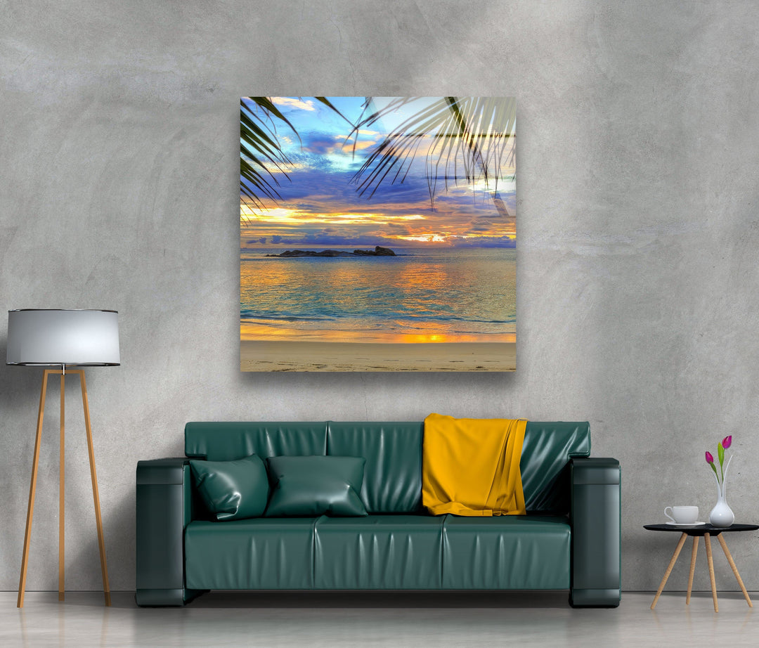 Palm Trees at the Beach Glass Wall Art