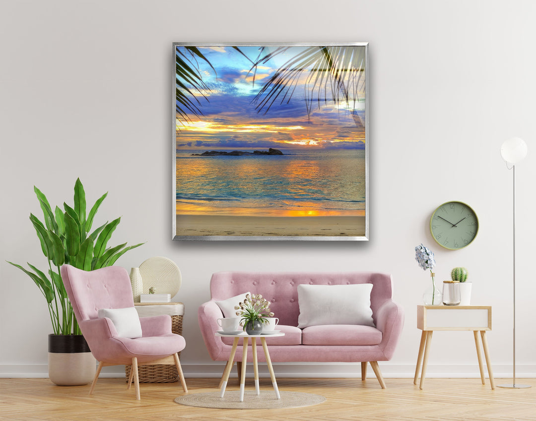 Palm Trees at the Beach Glass Wall Art