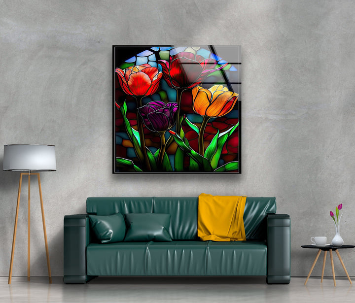 Stained Roses Glass Wall Art picture on glass wall art, photos printed on glass