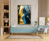 Marble Blue Gold Glass Wall Art