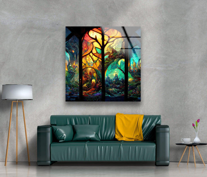 Forest & Castles Stained Glass Wall Art glass pictures for Wall, glass prints wall art