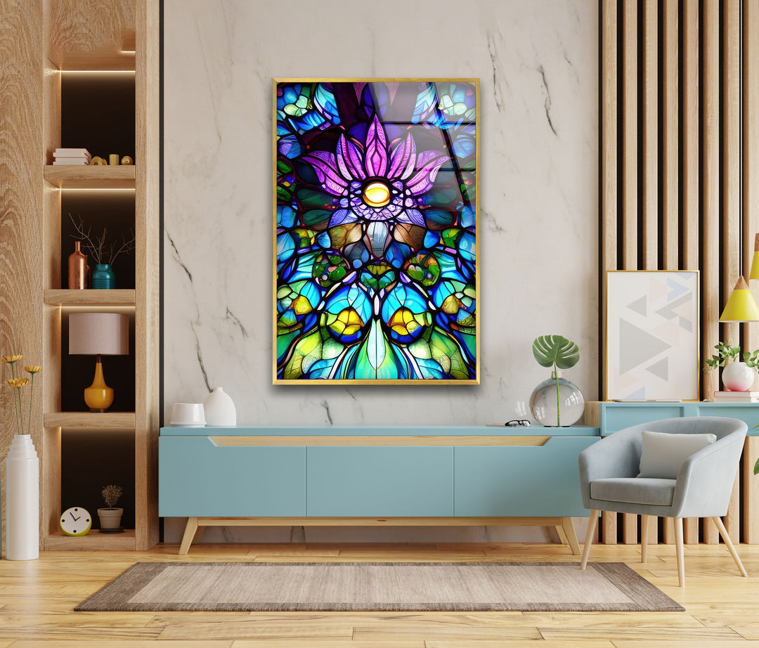 Lotus Purple Stained Glass Wall Art art glass wall art, glass wall art pictures