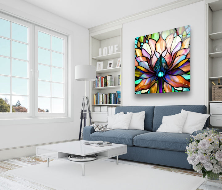 Decorative Flower Stained Tempered Glass Wall Art - MyPhotoStation