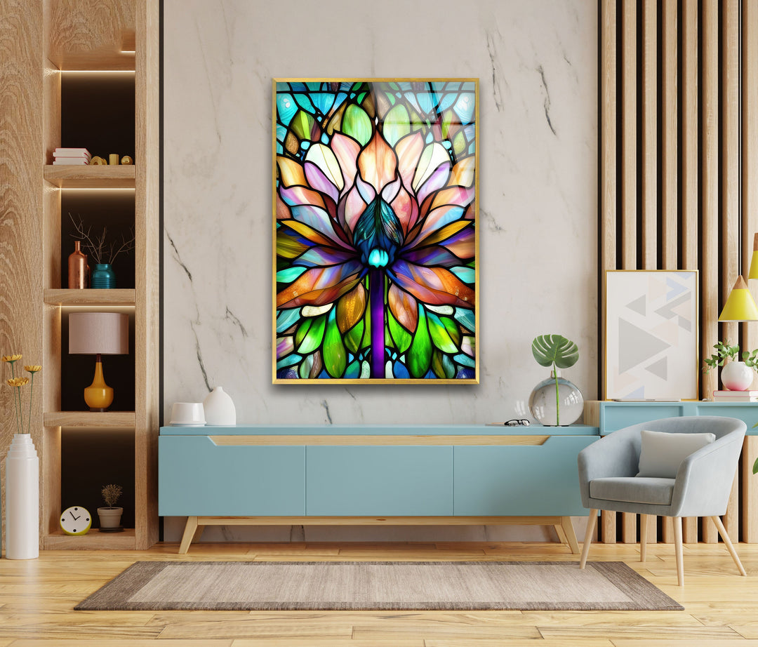 Decorative Flower Stained Tempered Glass Wall Art - MyPhotoStation