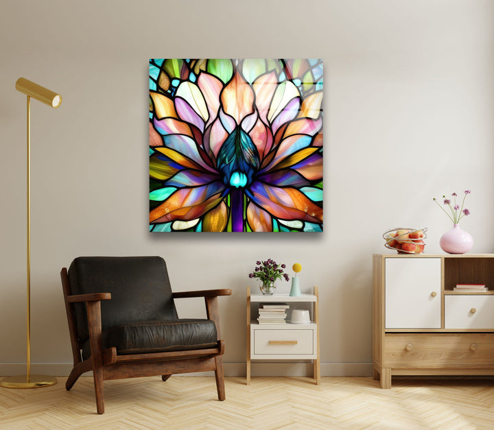 Decorative Flower Stained Tempered Glass Wall Art - MyPhotoStation