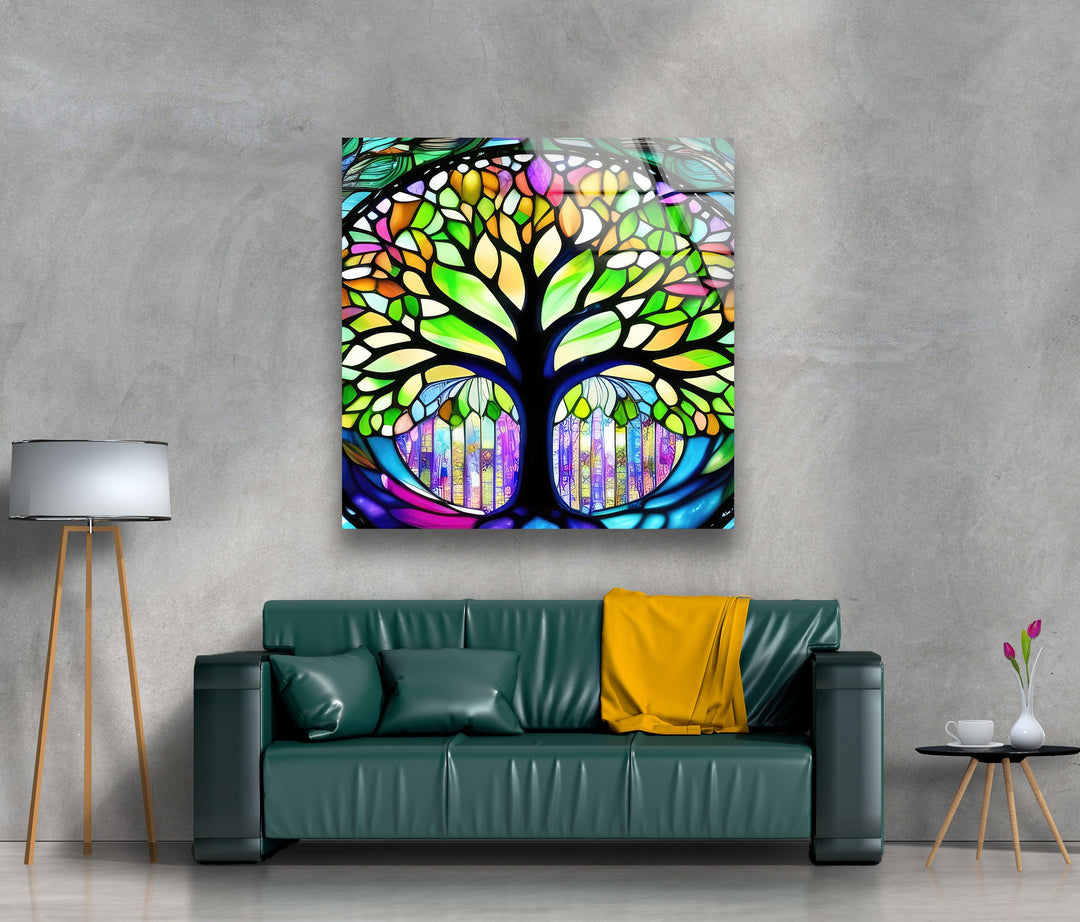 Vivid Colors Tree Glass Wall Art glass photo prints, glass picture prints