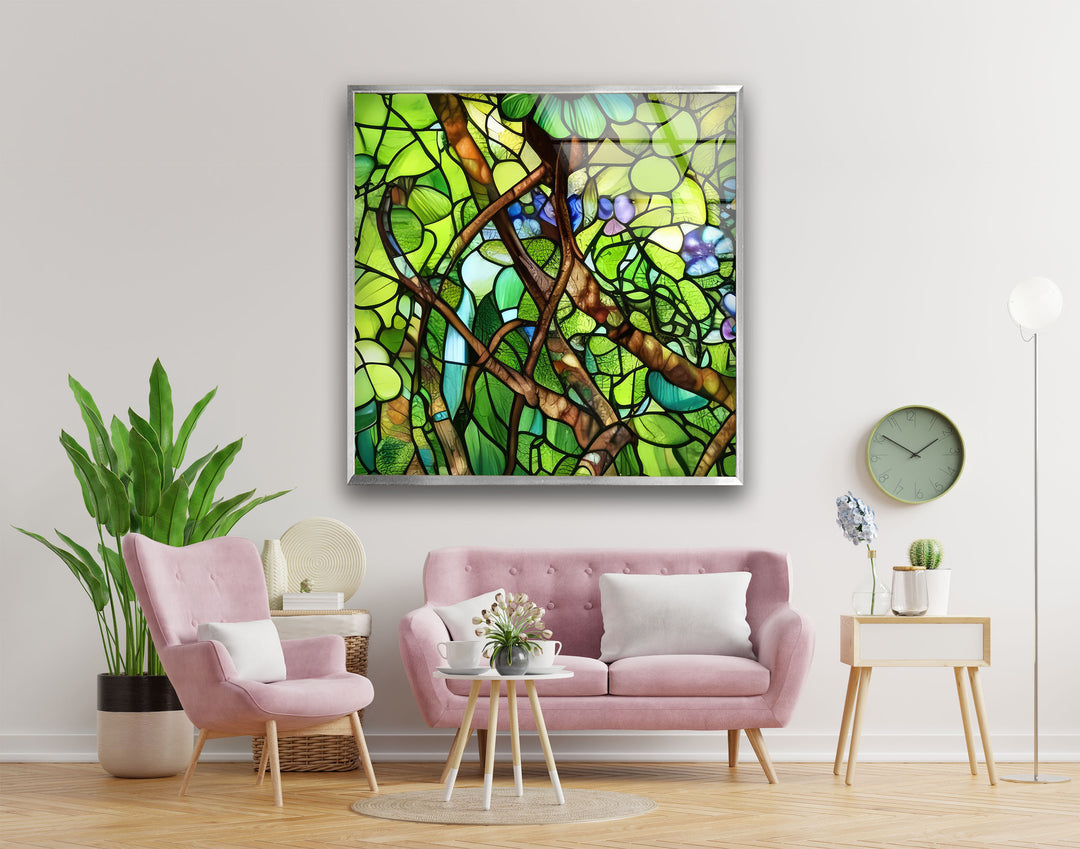 Stained Botanical Glass Wall Art glass art painting, glass art for the Wall