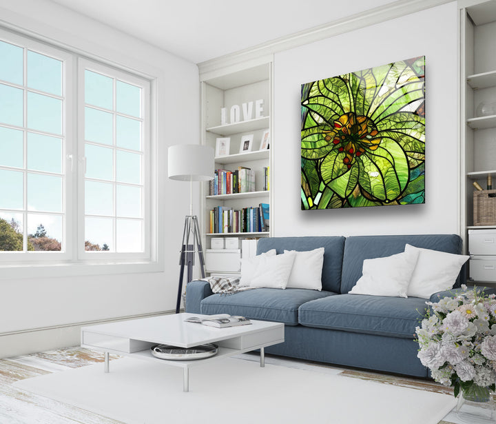 Flower Stained Tempered Glass Wall Art - MyPhotoStation