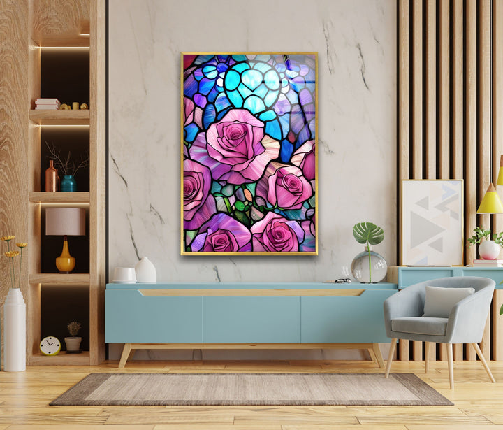 Staineda Pink Roses Glass Wall Art custom glass photo prints, large glass prints