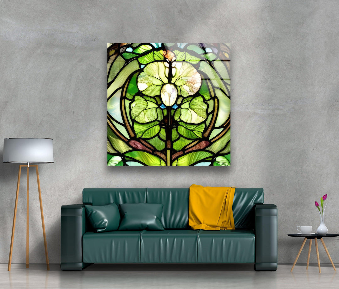 Green Stained Decor Glass Wall Art glass image printing, glass prints from photos