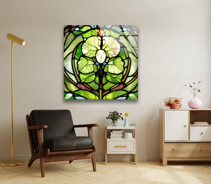 Green Stained Decor Glass Wall Art glass art painting, glass art for the Wall