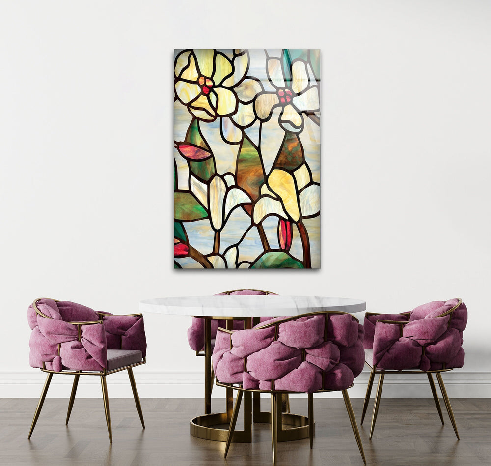 Stained Magnolia Art Glass Wall Art glass photo prints, glass picture prints