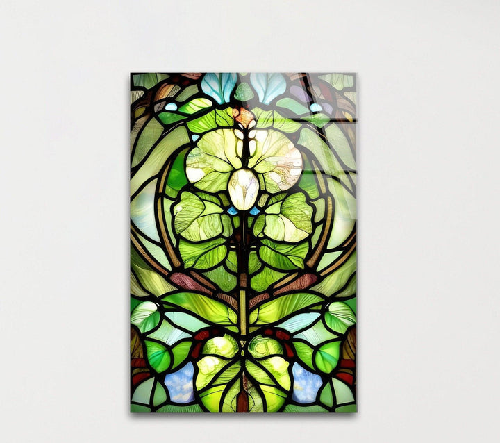 Green Stained Decor Glass Wall Art print on glass, glass printed photos