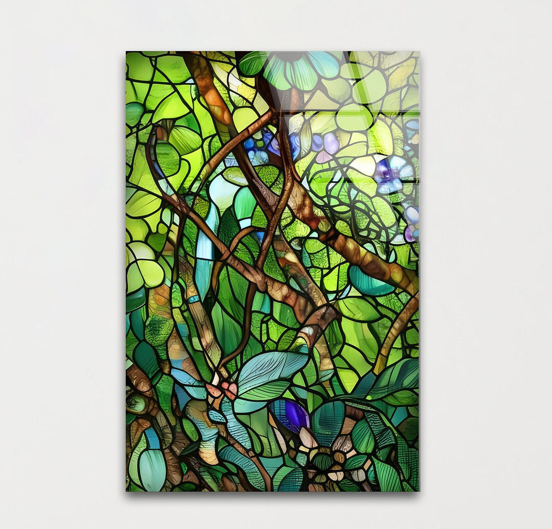 Stained Botanical Glass Wall Art glass wall decor, glass wall art decor