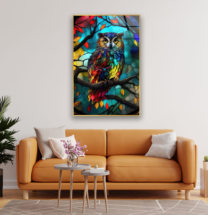 Brightly Coloured Owl Glass Wall Art art glass wall art, glass wall art pictures