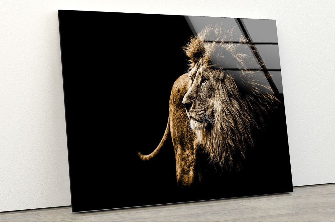 Old Wild Lion Glass Wall Art glass pictures for Wall, glass prints wall art