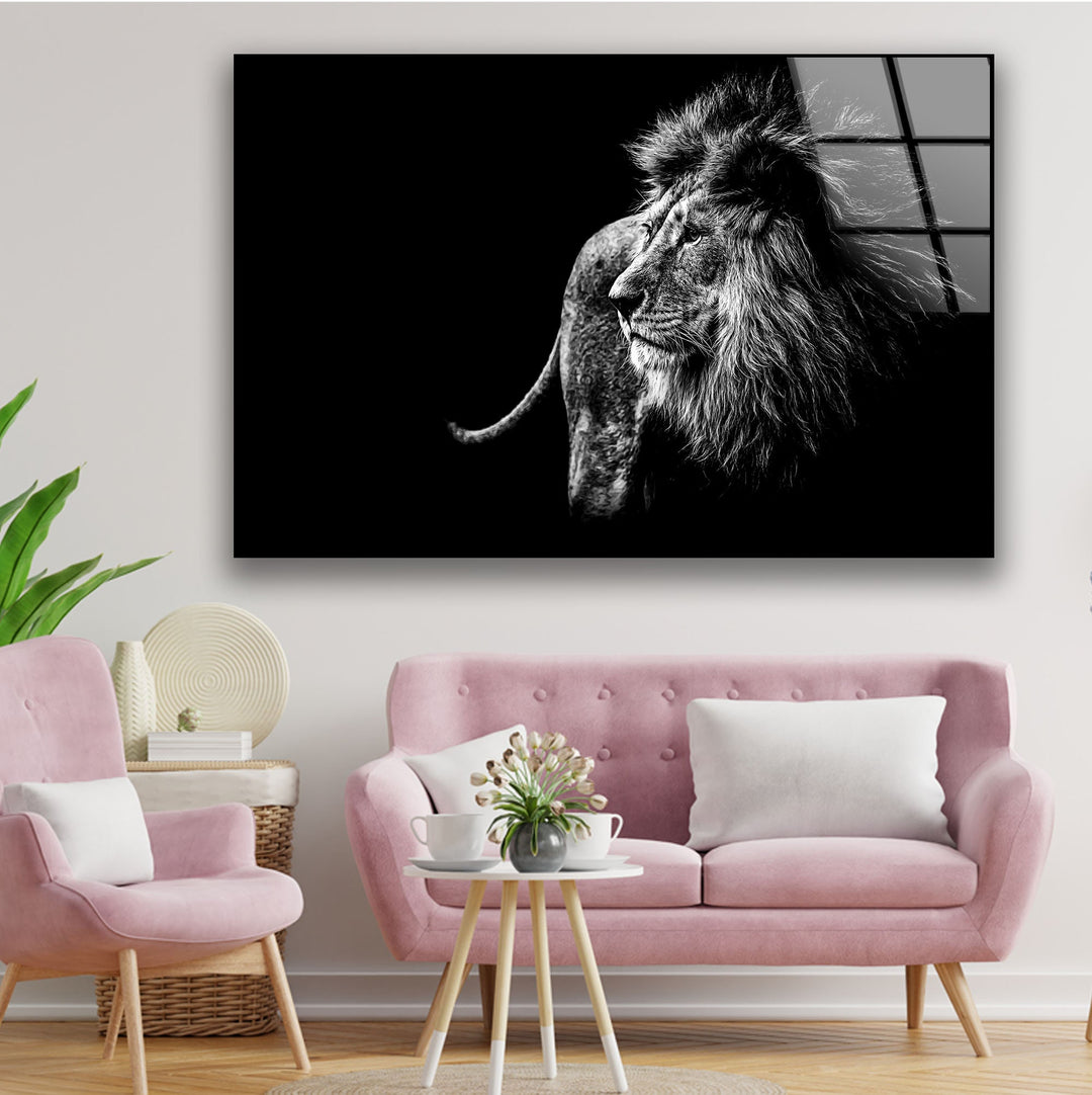 Black White Wild Animal Glass Wall Art glass image printing, glass prints from photos