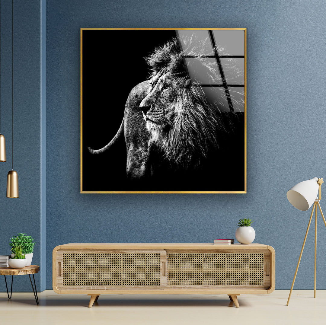 Black White Wild Animal Glass Wall Art glass pictures for Wall, glass prints wall art