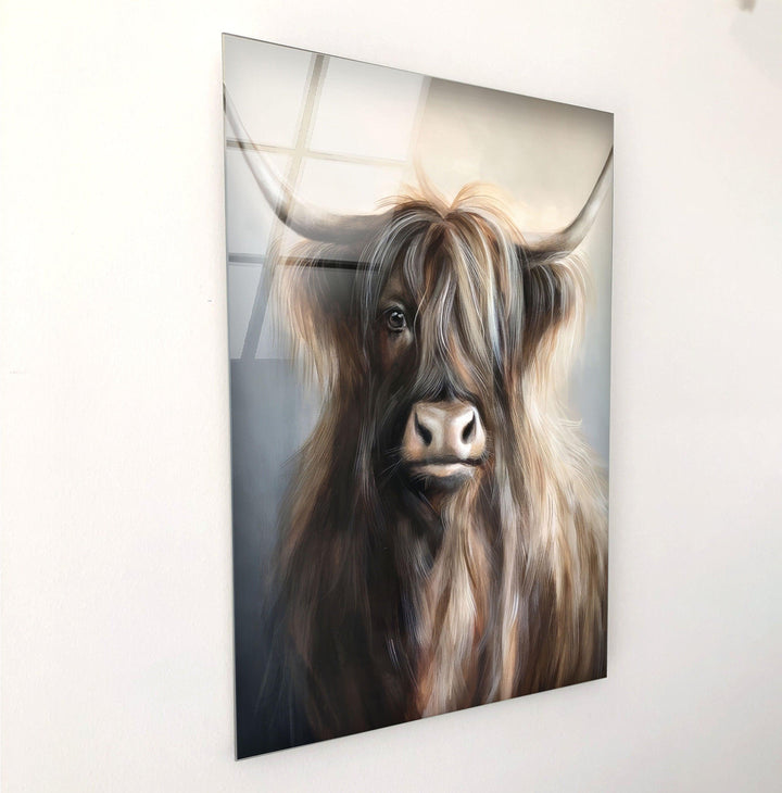 Portrait of Bull Glass Wall Art glass art painting, glass art for the Wall