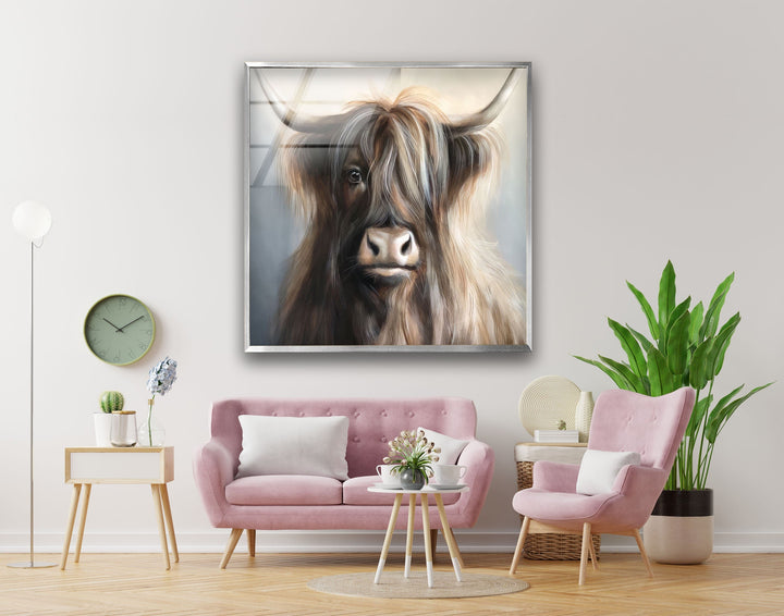 Portrait of Bull Glass Wall Art glass image printing, glass prints from photos