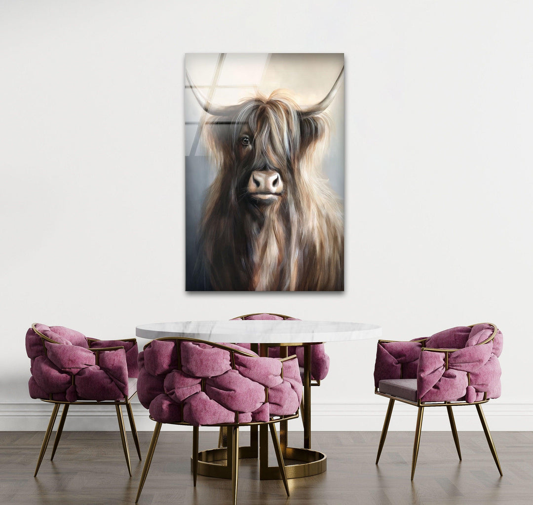 Portrait of Bull Glass Wall Art photo print on glass, prints on glass wall art