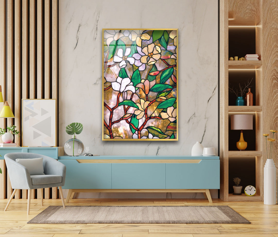 Floral Stained Tempered Glass Wall Art - MyPhotoStation