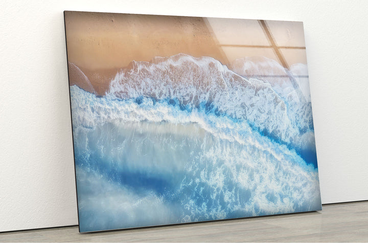 Aerial View Beach Glass Wall Art custom glass photo prints, large glass prints