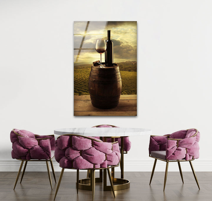 Kitchen Decor Winery Glass Wall Art, photo print on glass, prints on glass wall art