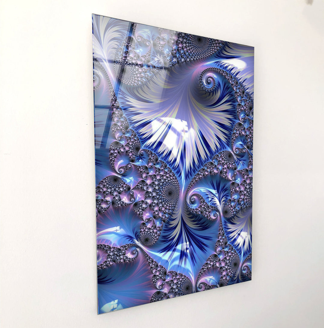 Purple Fractal Swirl Glass Wall Art