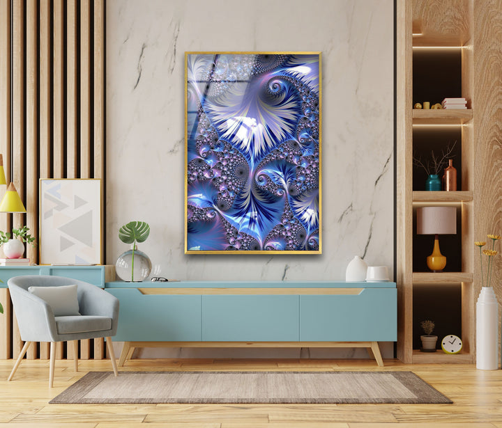 Purple Fractal Swirl Glass Wall Art