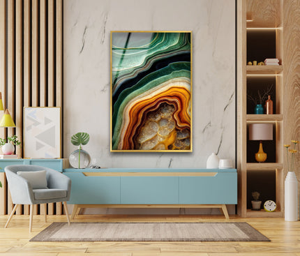 Green Geode Rock Glass Wall Art