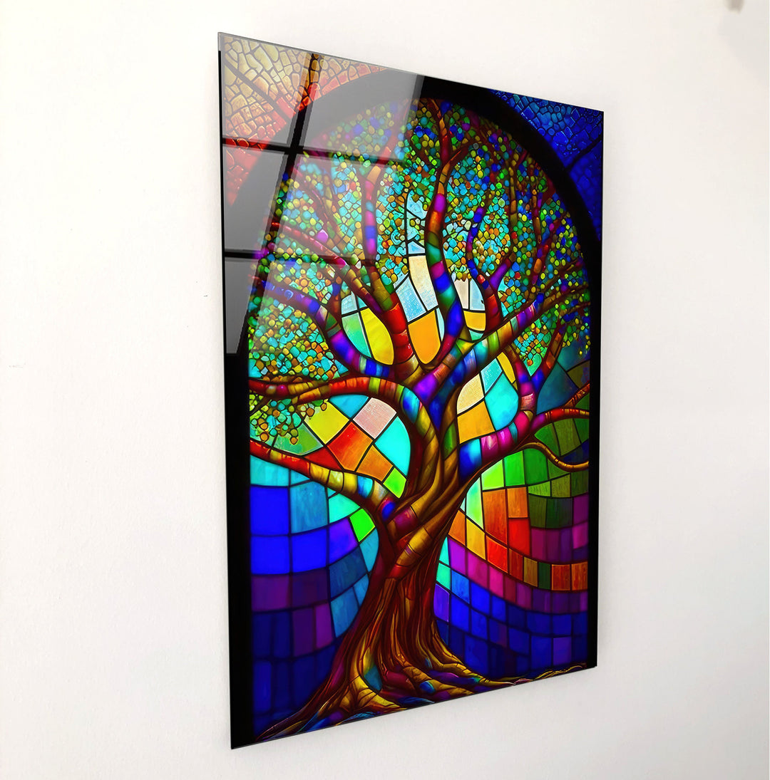 Stained Window Tree Glass Wall Art glass photo prints, glass picture prints