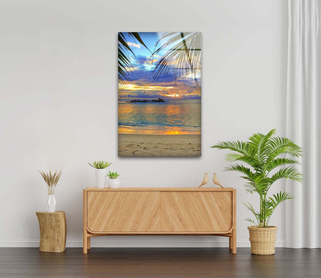 Palm Trees at the Beach Glass Wall Art