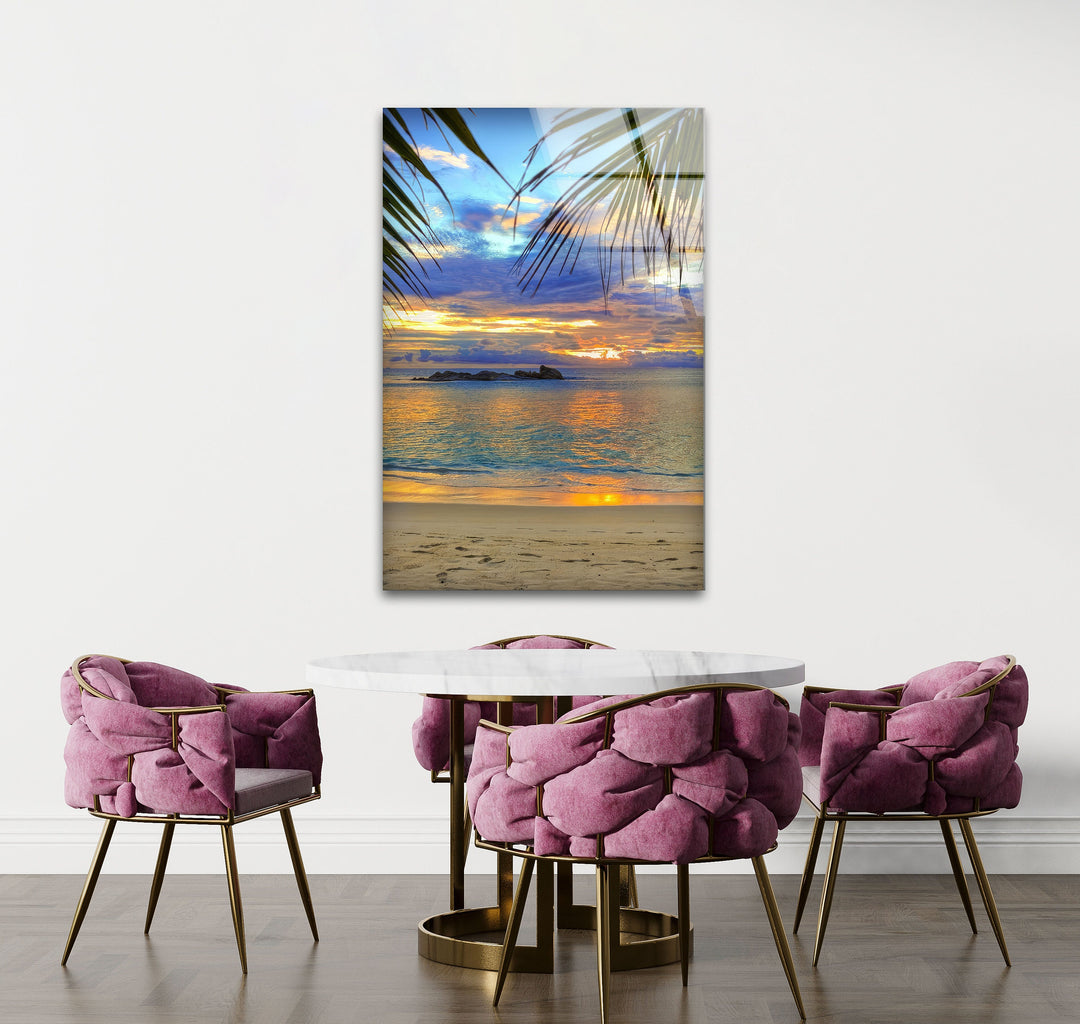 Palm Trees at the Beach Glass Wall Art