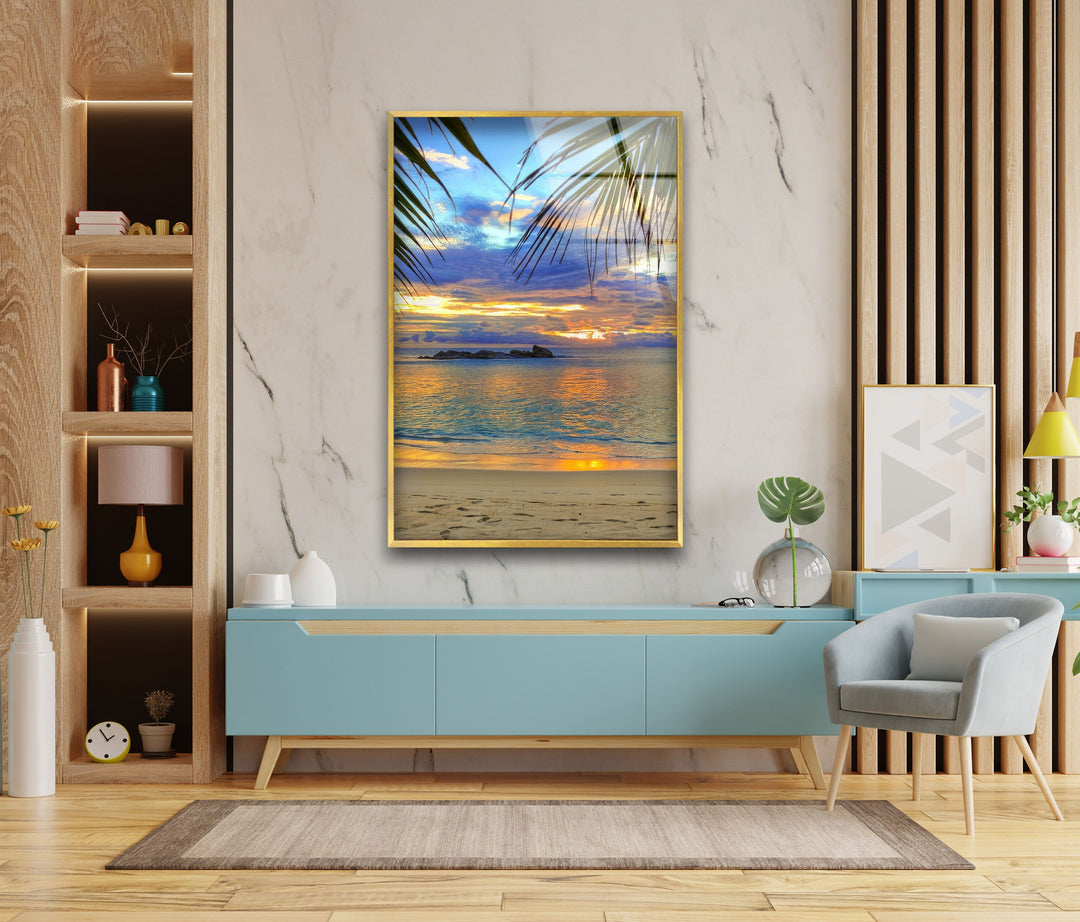 Palm Trees at the Beach Glass Wall Art