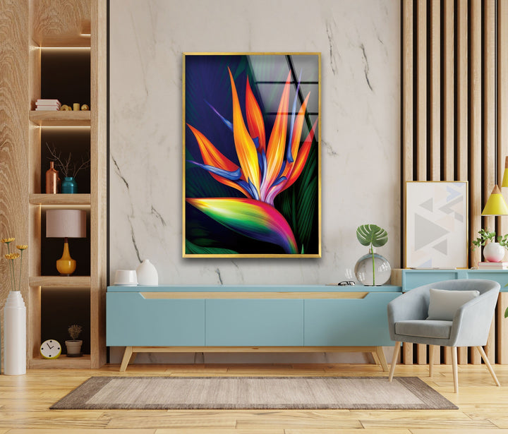 Paradise Flower Glass Wall Art, custom glass pictures, glass art prints