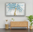 Blue and Gold Tree Tempered Glass Wall Art - MyPhotoStation