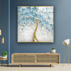 Blue and Gold Tree Modern Abstract Paintings on Glass - artdesigna glass wall art