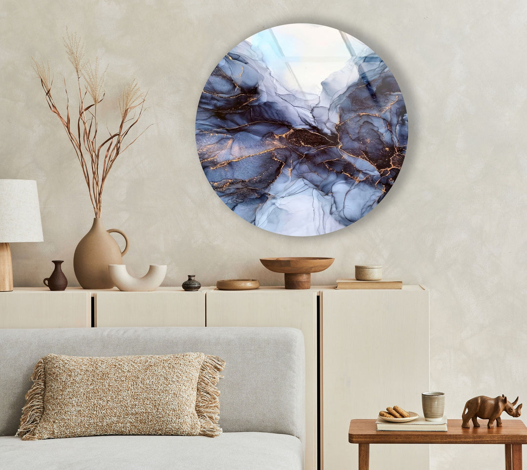 Abstract Round Grey Glass Wall Art glass photo prints, glass picture prints
