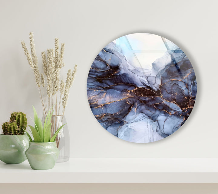 Abstract Round Grey Glass Wall Art glass pictures for Wall, glass prints wall art
