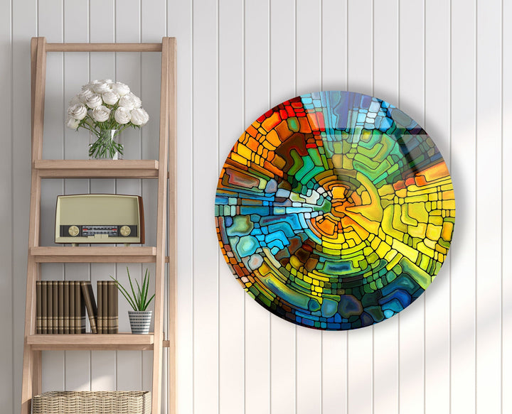 Stained Yellow Round Glass Wall Art art glass wall art, glass wall art pictures