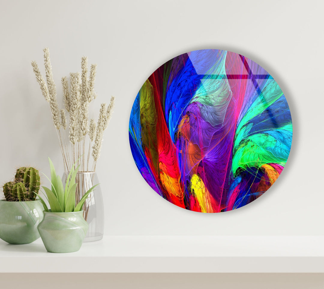 Neon Colors Abstract Round Glass Wall Art art glass wall art, glass wall art pictures