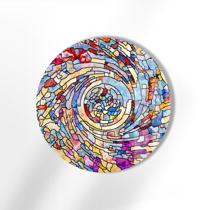 Color Swirl Stained Round Glass Wall Art stained glass wall art, stained glass wall decor