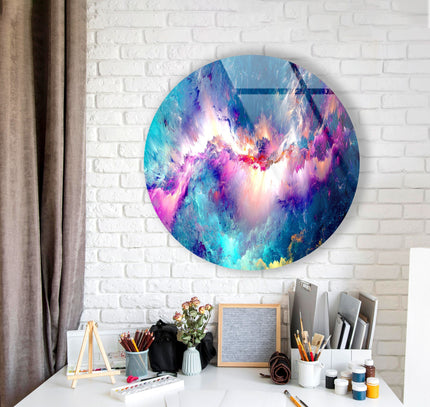 Colorful Clouds Round Glass Wall Art