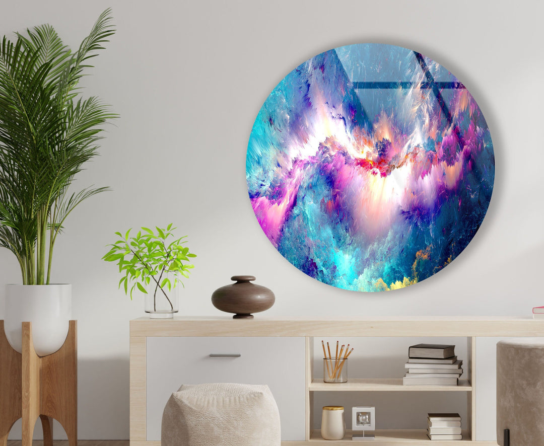 Colorful Clouds Round Glass Wall Art art glass wall art, glass wall art pictures