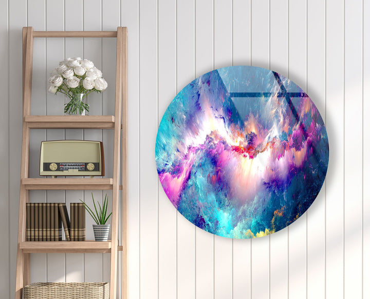 Colorful Clouds Round Glass Wall Art glass image printing, glass prints from photos