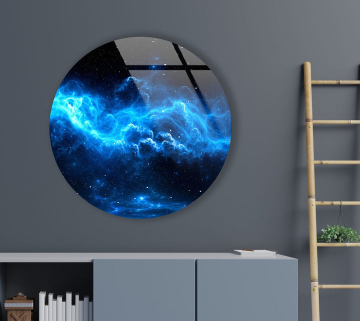 Abstract Round Blue Space Glass Wall Art glass wall decor, glass wall art decor
