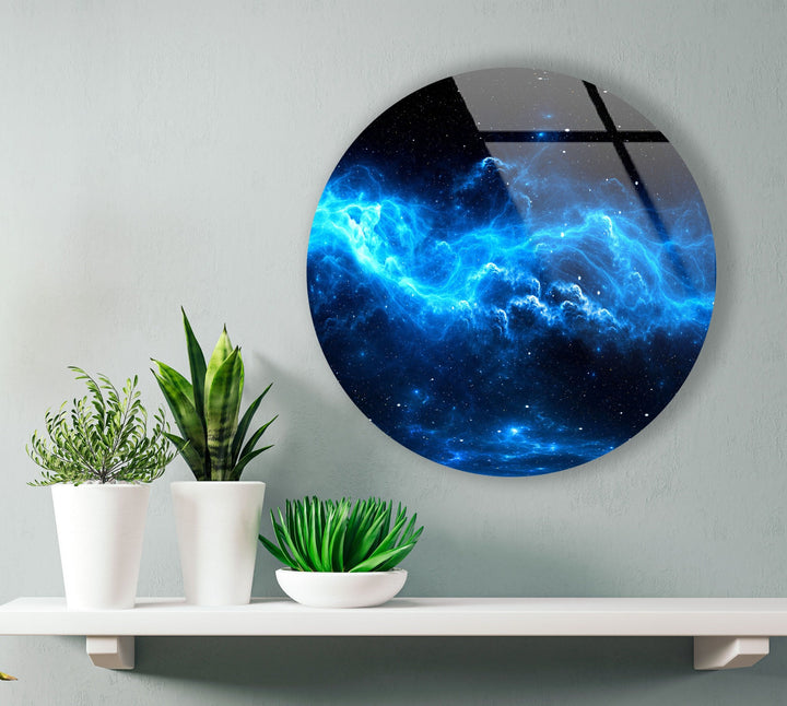 Abstract Round Blue Space Glass Wall Art art glass wall art, glass wall art pictures
