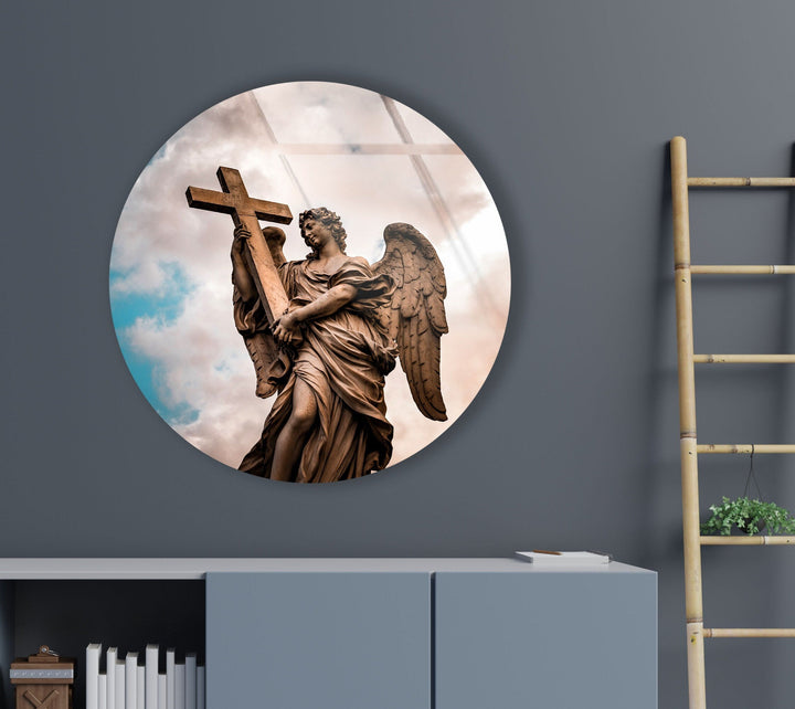 Christian Round Glass Wall Art print picture on glass, Tempered Glass Wall Art
