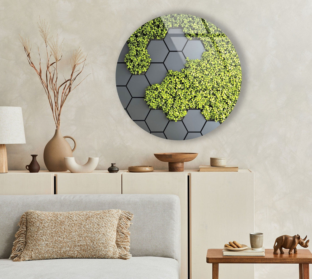 Moss Paneled Stained Round Glass Wall Art glass image printing, glass prints from photos
